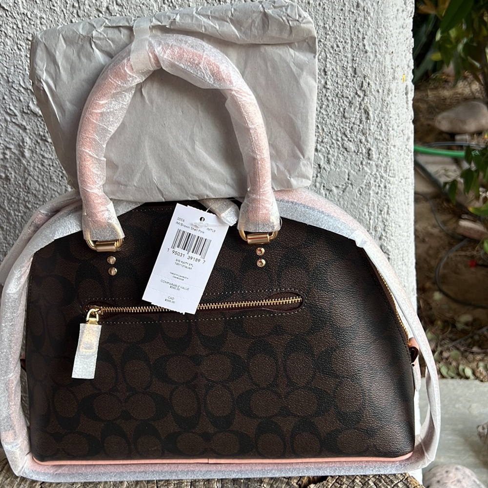 NEW Coach Katy Satchel in Signature Canvas & Shell Pink - Picture 7 of 9